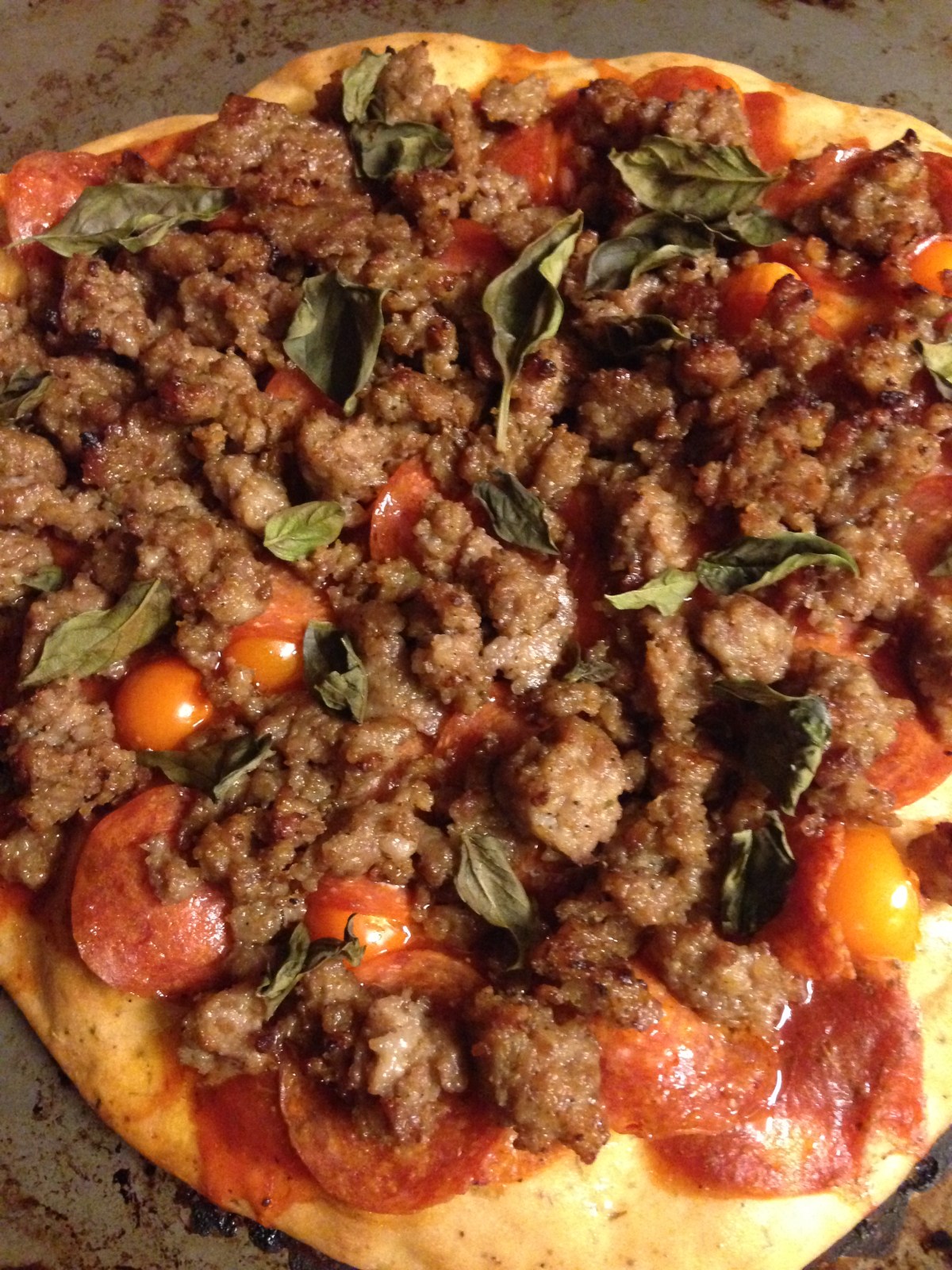 Cheeseless Meaty Pizza